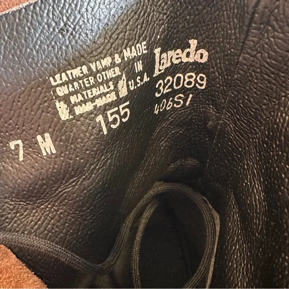 VTG Laredo Western Cowgirl Lace Up Boots Genuine Deer Women’s Size 7 With Box - Picture 6 of 9